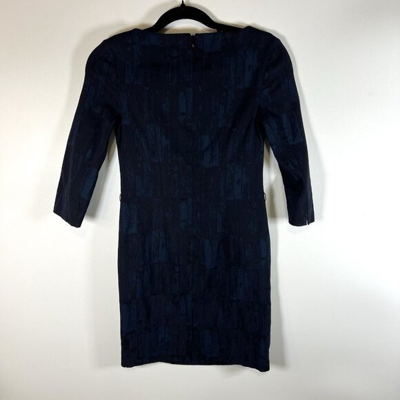 MM Lafleur Women's Navy Blue Cotton Blend Sheath Dress Pockets Size‎ 0 Designer - Picture 8 of 11